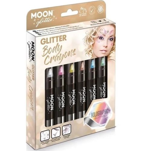 Tělové pastelky s glitry Holographic mix barev 6 ks