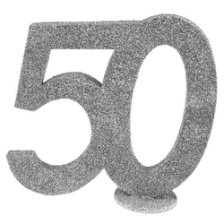 Dekorace na stůl "50" stříbrná