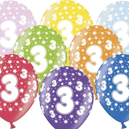 BALÓNEK latexový 3. narozeniny 6ks