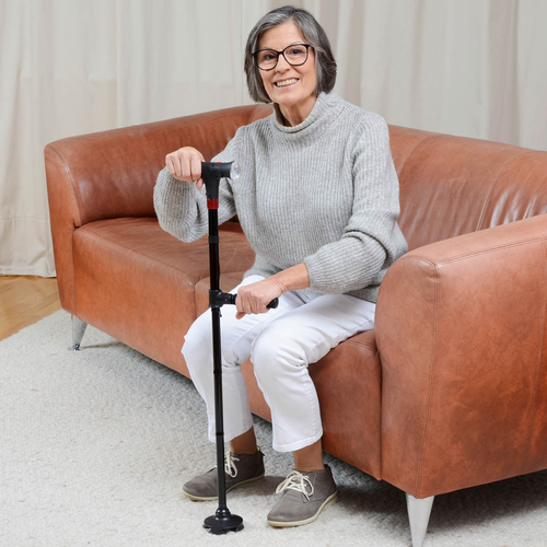 čtyřbodová vycházková hůl se světlem a alarmem