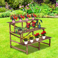 Dřevěný stojan na květiny - 3 schody, 120 x 80 x 80 cm