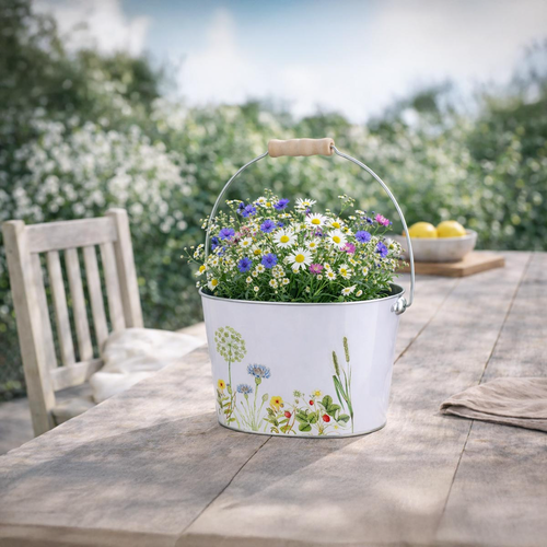 Obal na květináč Divoké květy, s uchem