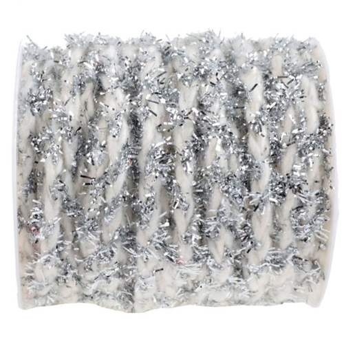 Stuha chlupatá bílo-stříbrná 5mm x 3m
