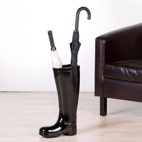 Keramický stojan na deštníky bota černá
