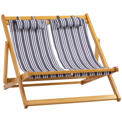Zahradní lehátko pro 2 osoby, nastavitelné, skládací, teak/šedo-bílé, 108 x 105 x 85 cm
