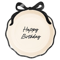 Papírové talířky Happy Birthday s mašličkou 24 cm 6 ks