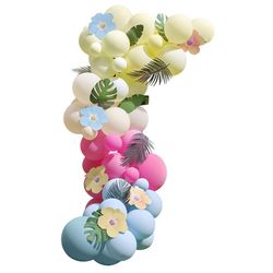 Sada balónků na balónkovou girlandu s listy a květy Tropical 70 ks