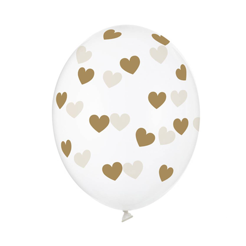 Balónek s potiskem transparent srdce zlaté 1 ks