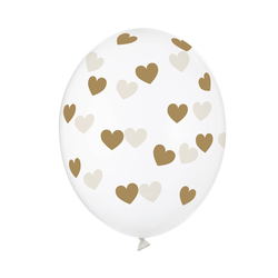 Balónek s potiskem transparent srdce zlaté 1 ks