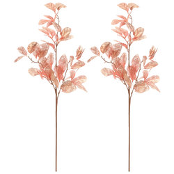 Sada vánočních větviček s pozlacenými lístky, 2 ks, růžová, 85 cm