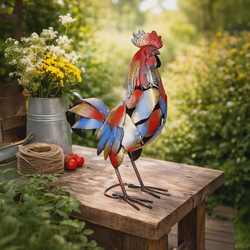 Dekorace Kohout Otto, červenomodrý, 50 cm