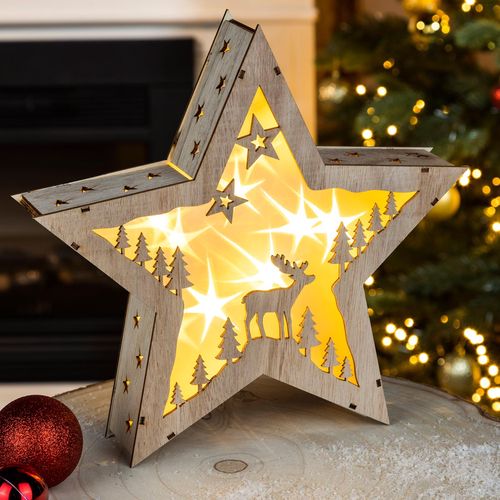 Led dřevěná hvězda zimní les
