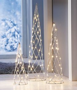 Led kovový kužel sparkle, sada 3 ks