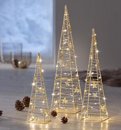 Led dekorativní kužel glamour, 3 kusy