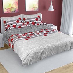 Bellatex Bavlněné povlečení Keřík šedá, 240 x 200 cm, 2 ks 70 x 90 cm
