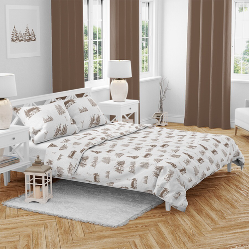 Vánoční bavlněné povlečení Zimní krajina , 140 x 200 cm, 70 x 90 cm
