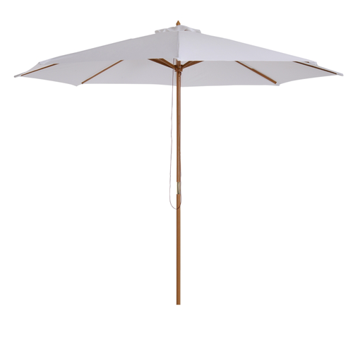 Slunečník pr. 300 cm, jedlové dřevo/bambus/polyester, UV a voděodolný, krémově bílý