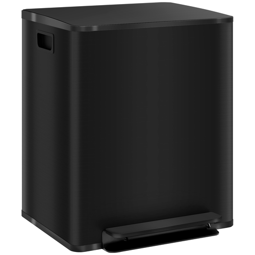 HOMCOM Dvojitý odpadkový koš na tříděný odpad 2x25 l, černý