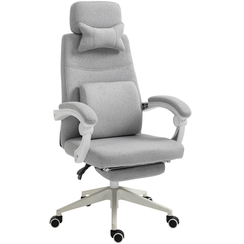 Vinsetto Herní židle s podnožkou, ergonomická, nosnost 120 kg, šedo-bílá