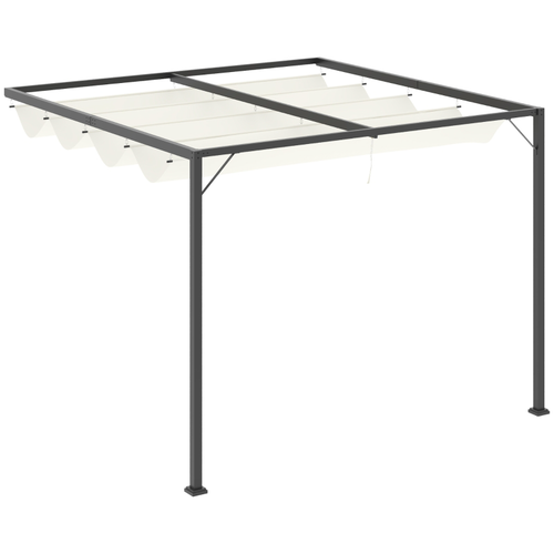Pergola nástěnná s látkovou střechou (baldachýn), krémové bílá, 3 x 3 m 84C-180