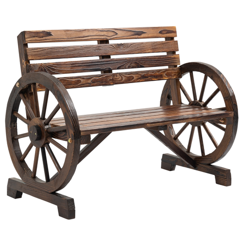 Zahradní designová lavice pro 2 osoby, dřevo masiv, tmavě hnědá, 105,5 x 56 x 79 cm