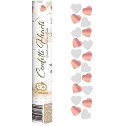 Konfety vystřelovací srdíčka bílé a růžové zlato 30 cm
