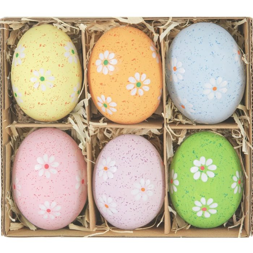 Dekorace velikonoční vajíčka s květinami barevný mix 6 ks