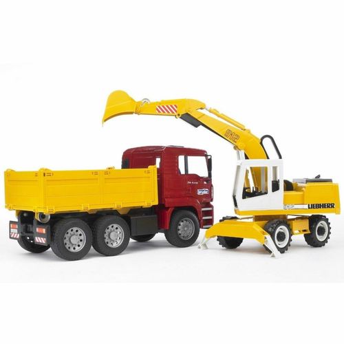 Bruder Nákladní auto MAN TGA s bagrem Liebherr, 1:16, 73 x 18,5 x 23 cm